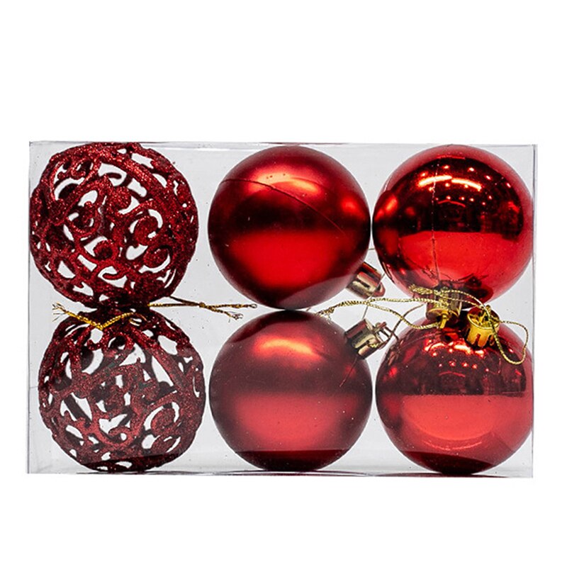 6 stuks/set 6cm kerstboom decoratieve bal ornamenten hanger zilveren uitgeholde kerstbal decoratie kerstballen voor kerstmis