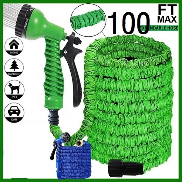 Expandable Garden Hose Kit 25FT/50FT/75FT/100FT 7 Function Spray Nozzle Sprayer High Pressure Flexible Watering Pipe