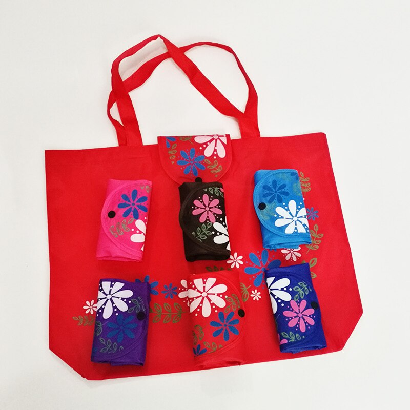 Sac à provisions d'impression de fleur pliant le sac à main réutilisable portatif de tissu d'oxford réutilisent les sacs d'épicerie d'organisation à la maison