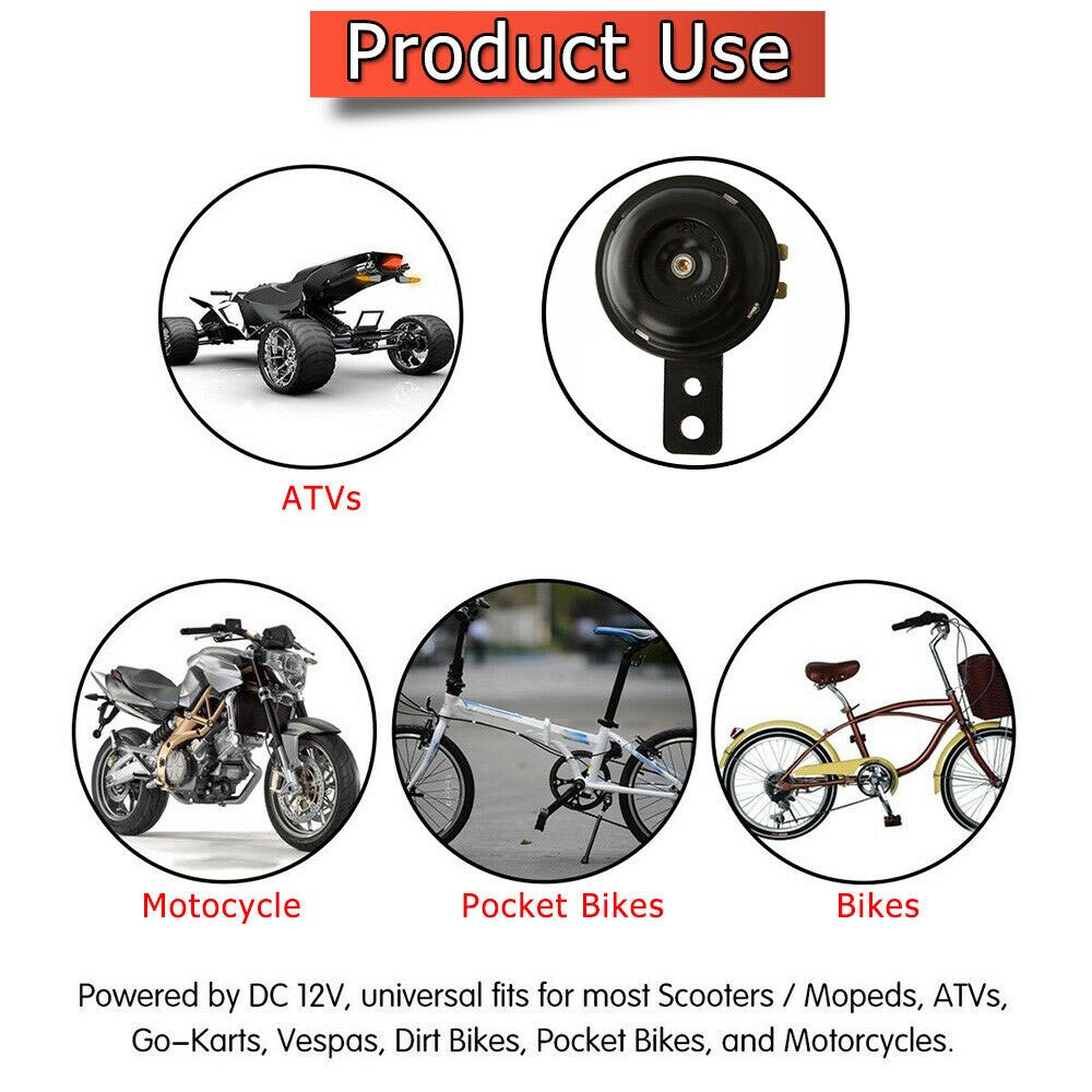 Vehemo 105db motorcykel horn til knallert motorcykel atv'er scooter snavs cykel bil horn signal