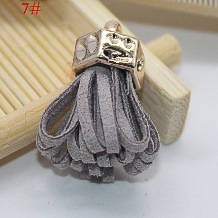 Pendentif pompon Vintage en cuir suédé de 25mm, pour bricolage, résultats de bijoux artisanaux, boucles d&#39;oreilles, accessoires, ornements porte-clés, 10 pièces/lot: Gray