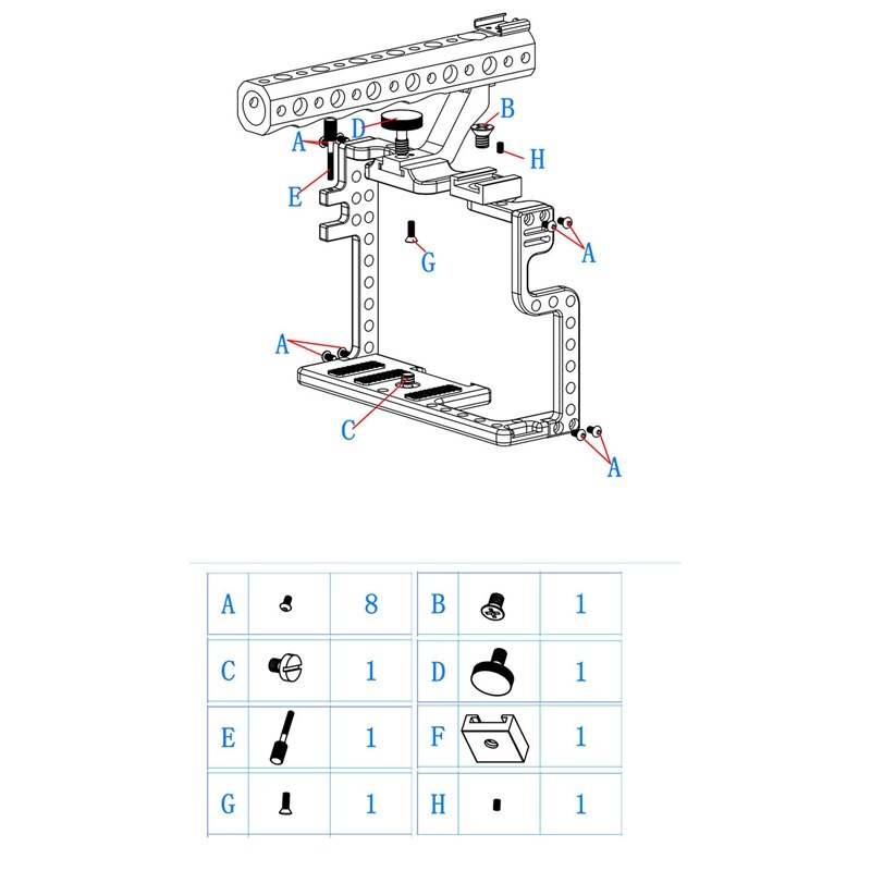 Camera Cage Stabilizer, Aluminum Alloy Camera Video Cage for Panasonic GH5/5S with Top Handle