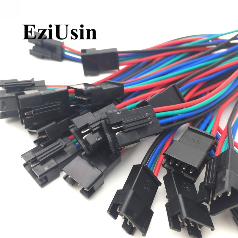 22 AWG JST SM Male and Female Connector 2.54 SM2P SM3P SM4P EL Wire Cable Cord Adapter with Electrical Cable Wire for LED Light