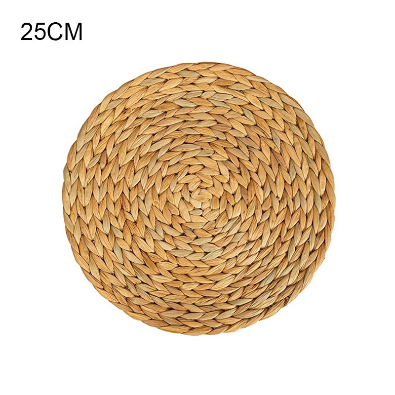 1 PC okrągłe podkładki tkane maty stołbyć winnym robić jadalni hiacynt wodny odporny na ciepło antypoślizgowy tkany ręcznie podkładka: 25cm