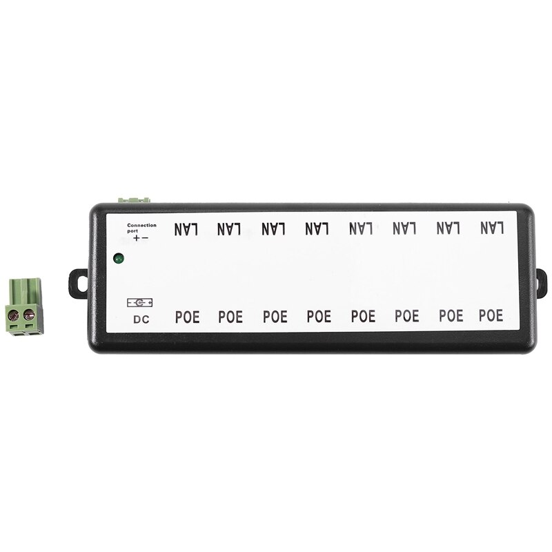 1 Uds inyector divisor Poe pasivo Dc adaptador de montaje en pared y 1 Uds 8 puertos Poe inyector Poe divisor