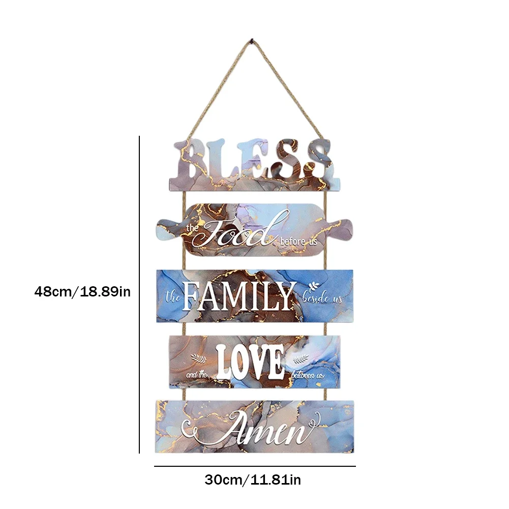 Wooden Wall Decor Art Farmhouse Kitchen Plaques Sign Rustic Bless The Food Before Us Signs for Dinning Room Living Room: Magenta