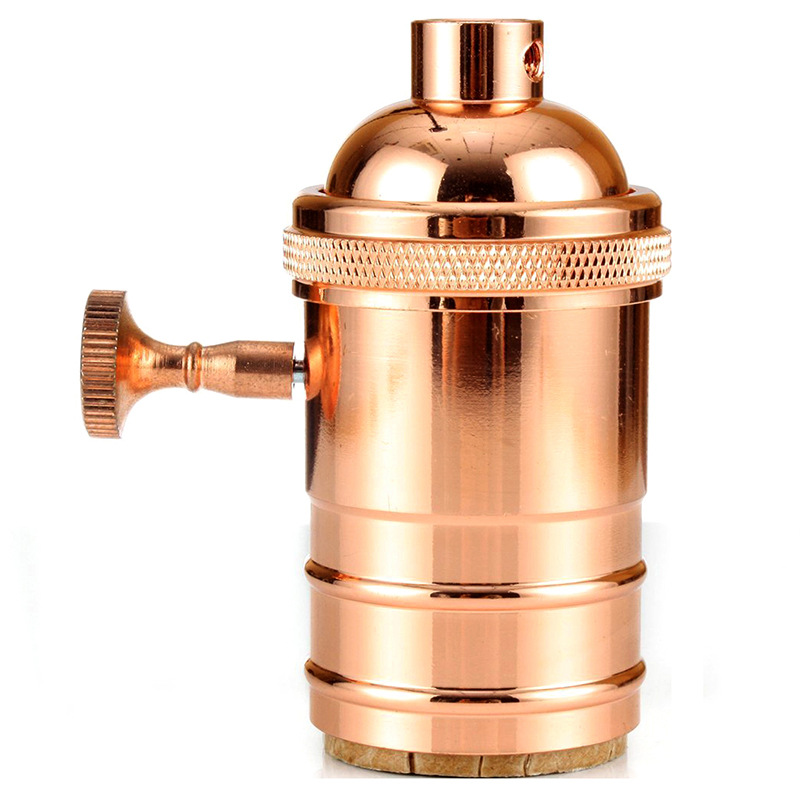 Portalámparas Retro de cobre DIY con interruptor E26 E27 Edison, casquillo de tornillo de iluminación Vintage, accesorio de portalámparas de latón antiguo: Oro