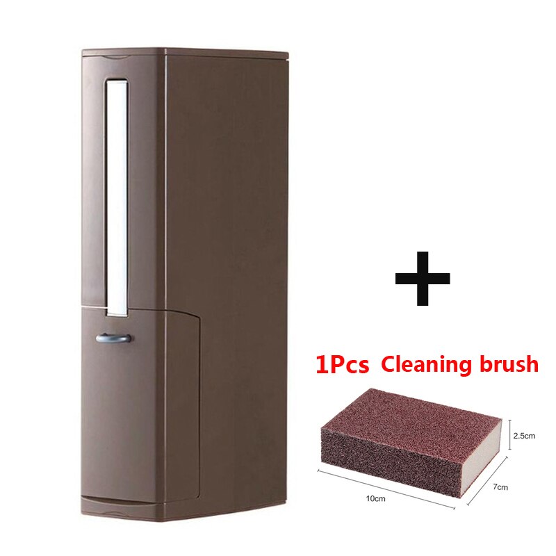 UNTIOR 3 in1 Narrow Trash Can Plastic Waste Bin with Toilet Brush Garbage Bucket Dustbin Kitchen Bathroom Cleaning Trash Bin: Set4