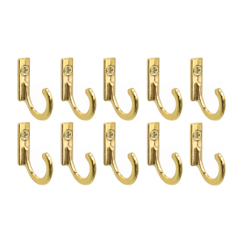 Mini porte-manteau rétro en Bronze, crochet mural à une broche, pour clés, chapeau, serviette, crochets en tissu, 10 pièces/lot: Golden