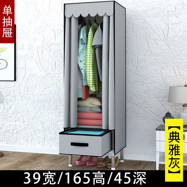 luxury 1 drawers DIY Non-woven Folding Portable Wardrobe Bedroom Furniture Bedroom Storage Cabinet: Light Grey