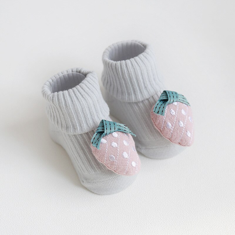 Baby Antislip Sokjes Met Leuke Fruit Op Top Katoen Pasgeboren Herfst Winter Sokken Voor Zuigelingen Peuters Kids Jongens meisjes 9-18M: GREY