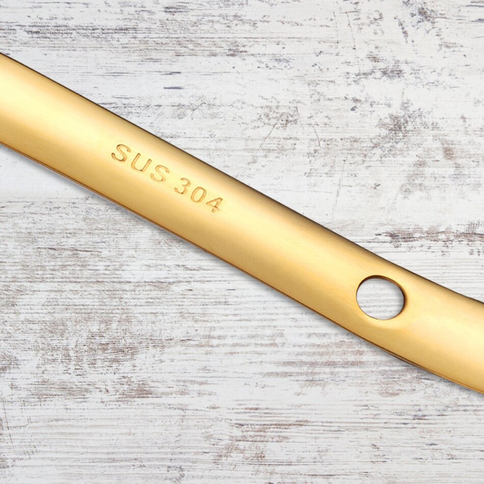 1Pc Rijst Opscheplepel 18/8 Rvs Servies Lange Handvat Soep Pap Rijst Scoop Gouden Lepel Servies Keuken Gereedschap