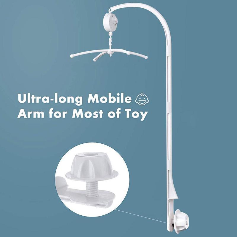 Rotating Baby Bed Bell Bracket Adjustable White Baby Bell Holder Interactive Box Crib Mobile Toy Bracket+wind-up Bed Music B7S5