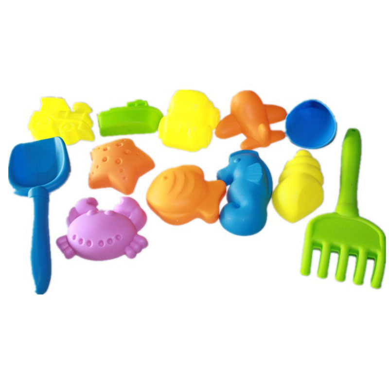 Zomer 12 stks/set Strand Zand Spelen Speelgoed Kids Seaside Emmer Schop Hark Kit Spelen Kinderen Baggeren Gereedschappen Verjaardag