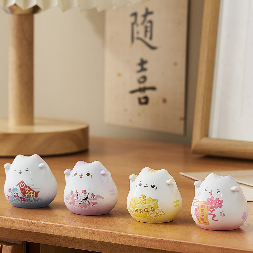 Maneki Neko-decoración del hogar, adornos de gato de la suerte, artesanías de cerámica, estatuas de animales de la fortuna, decoración de habitación, accesorios de escritorio,