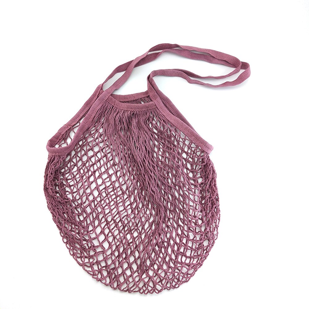 Bolso de compras de malla reutilizable para mujer, bolsa de almacenamiento de fruta con cordón, tejido de red, para tienda de comestibles, novedad: B