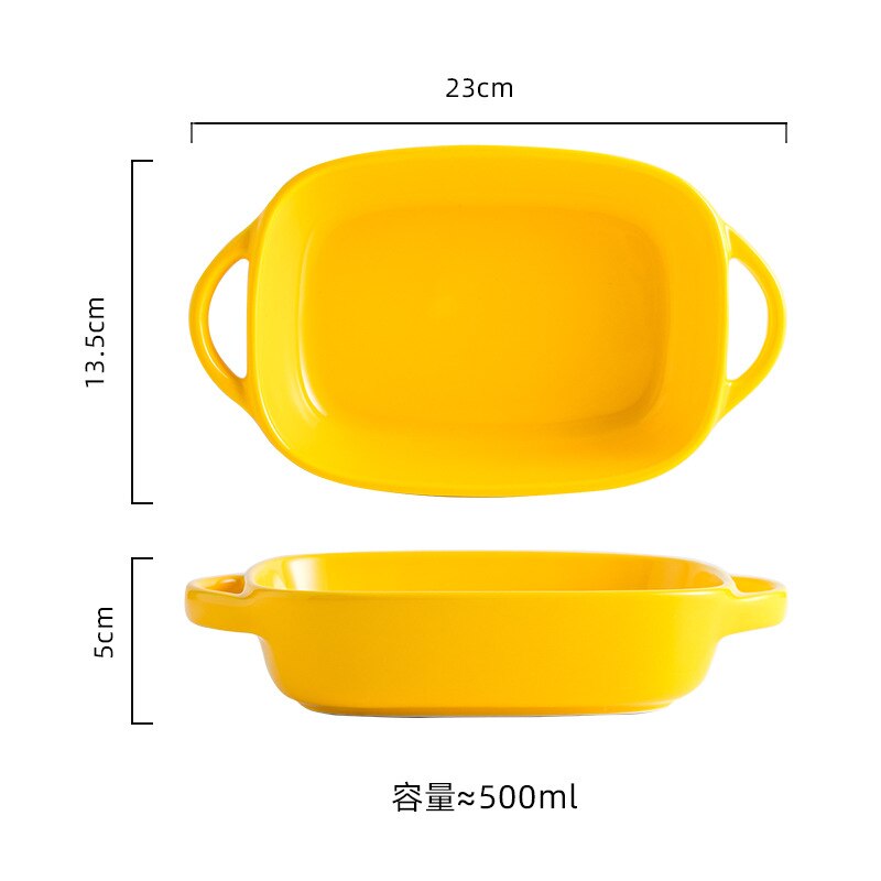 Yellow/Red/Blue/Green/Grey/Pink 400ml/500ml Fruit Salad Bowls Ceramic Tableware Tray Decorative Living Room Plates: 500ml Yellow