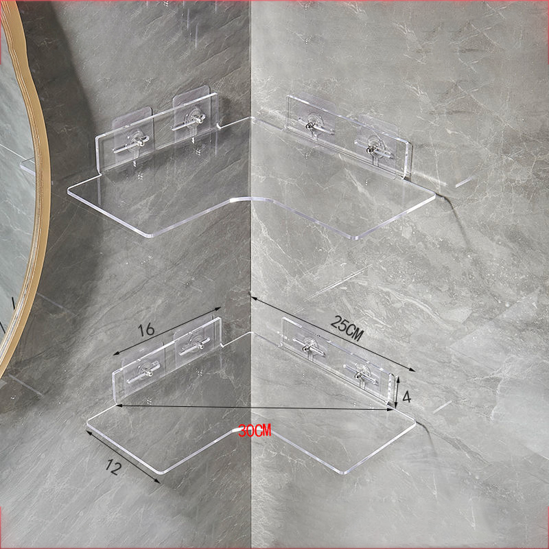 Estantería flotante de esquina de acrílico para baño, estantería protectora para artículos de cosmética, estante de almacenamiento transparente para colgar en la pared de la cocina: Amarillo claro