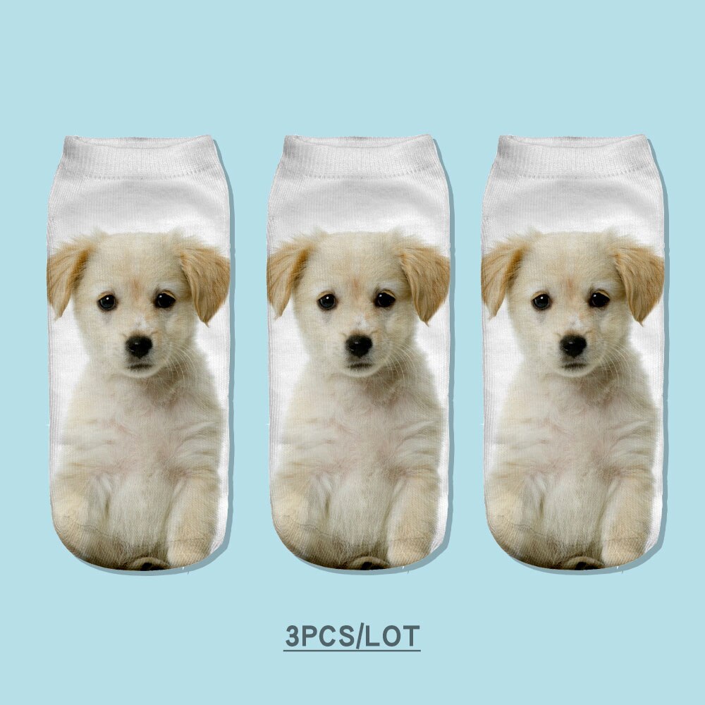 3pcs/Lot skarpetki Dog Sock Cute Floral Socks Women Harajuku Art Socks Funny Cotton Fasion Kawaii Ankle Happy Socks: S41201