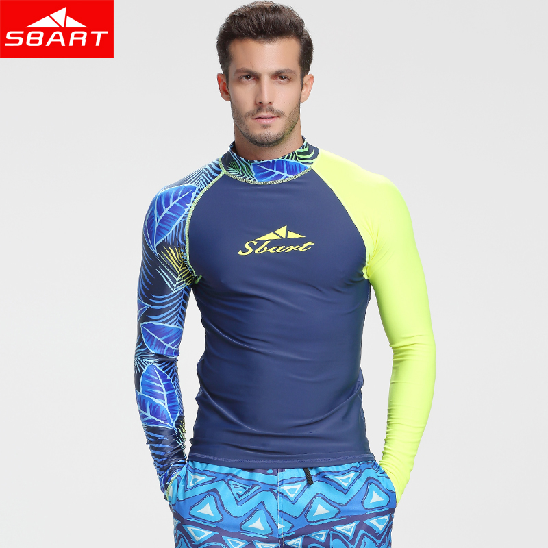 Sbart manga longa roupa de banho dos homens rashguard surf mergulho camisa proteção uv rash guard bodysuit plus size maiô l