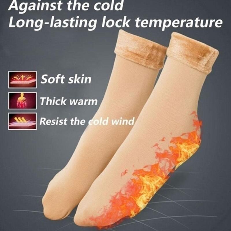 Unisex Winter Warm Thicken Thermal Wool Cashmere Socks Socks Soft Floor Elastic For Women Seamless Warm Men Boots J0F0