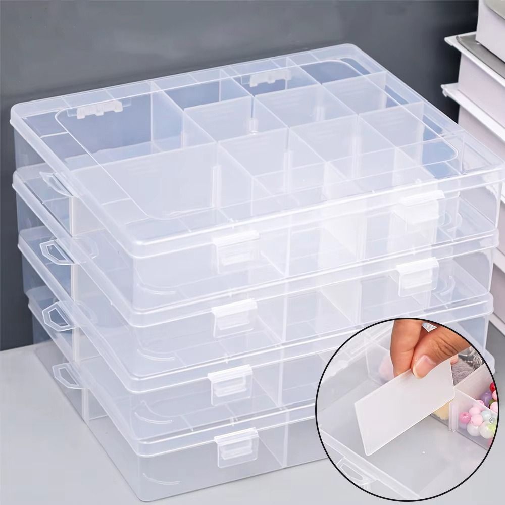 1 Stuks Transparante Plastic Opbergdoos Sieraden Knop Hardware Tool Opslag Vitrine Container Box Verstelbare 14 Roosters