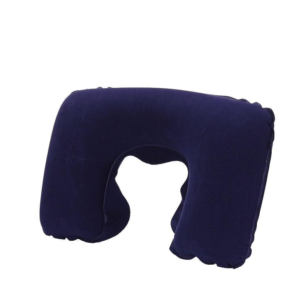 Portable Ultralight Inflatable PVC Nylon Air Pillow Sleep Cushion Travel Tour Bedroom Hiking Beach Car Plane Head Rest Portable: Dark blue