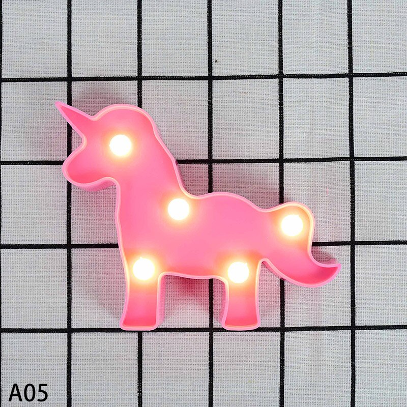 Applique murale licorne, flamand rose, Cactus, ananas, nuage, étoile, luminaire décoratif, d'anniversaire pour enfants: A05