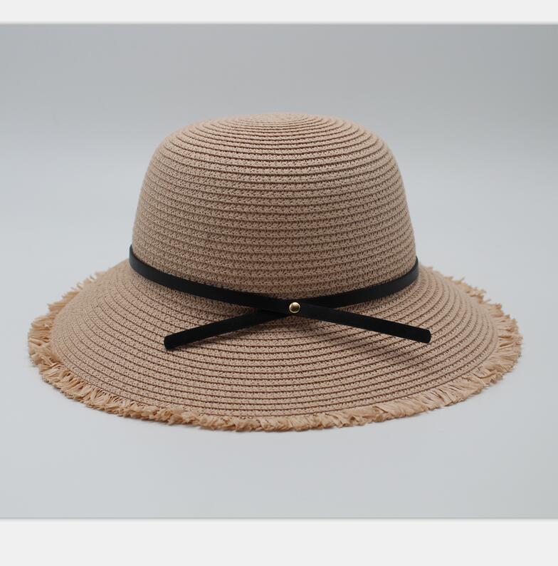 De zomer zon schipper panama hoed met Brede Rand hoed stijl voor Vrouwen, stro, strohoeden en Uv-bescherming Eenvoudige elegante hoed: 4