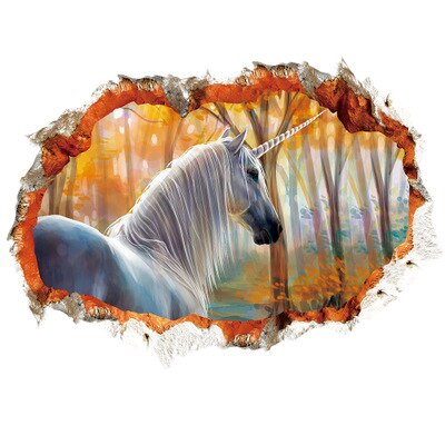 3D White Unicorn Wall Stickers For Kids Rooms Living Room Vinly Wall Decals Baby Bedroom Decorative Stickers Muursticker: Burgundy