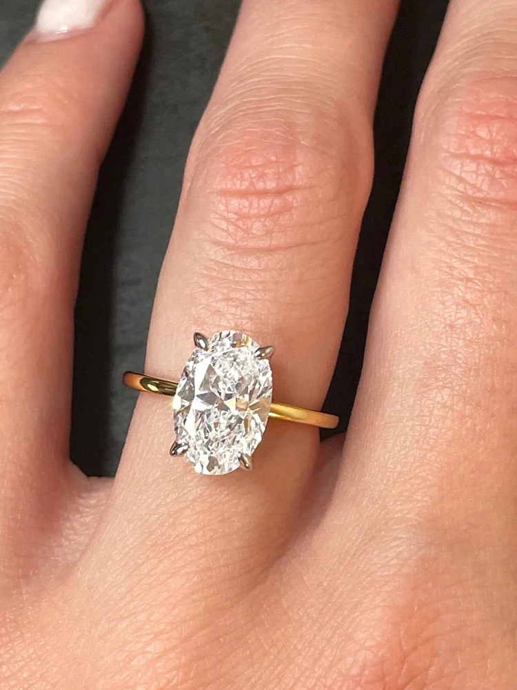 Anillo de Plata de Ley 925 de lujo con circonita de 1-8CT, precioso anillo de piedra ovalada para mujer, compromiso, boda, joyería fina de lujo de