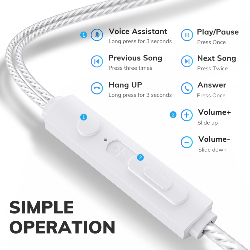 TOPK F20 in-ear Headphone HiFi Sound Built In HD Mic Universal 3.5mm Plug Original Headset Sport Headset