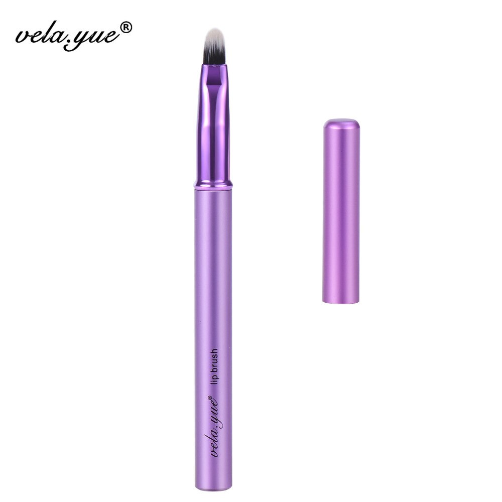 Vela. yue Lip Borstel Lippenstift Cosmetica Beauty Tool Violet Aluminium Handvat met Cover