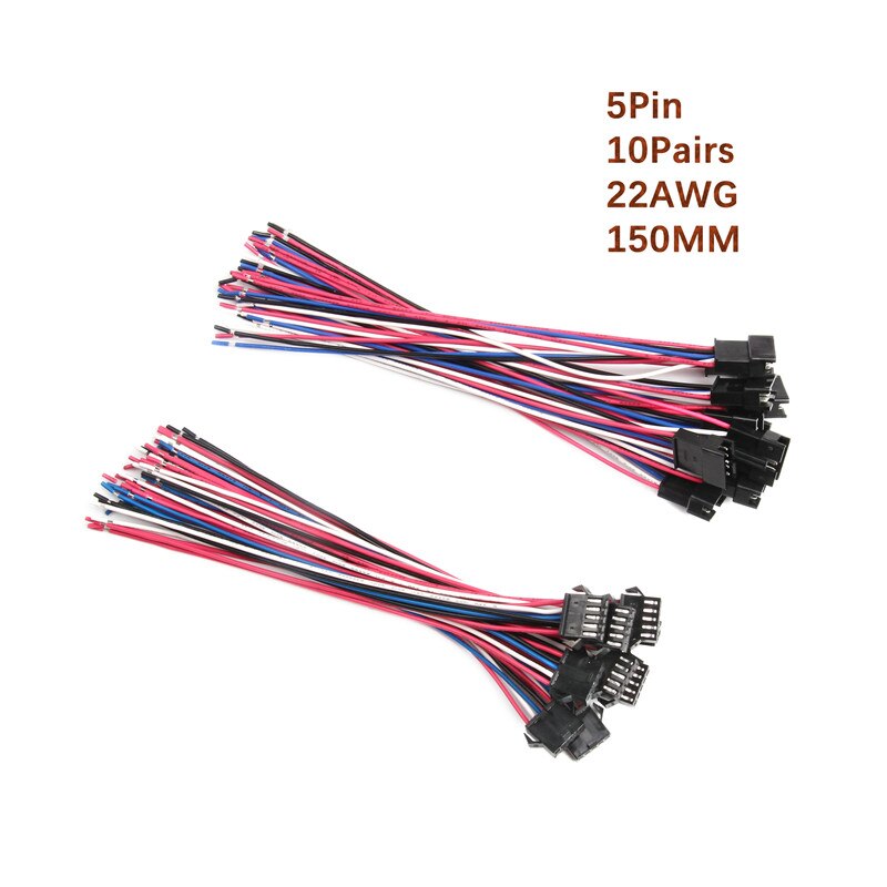 Connecteur JST SM 5/10mm 2.54 paires | Connecteur 2P 3P 4P 5P 6P 7P 8P 9P mâle et femelle jeu de connecteurs de broches: 10 pairs 5pin