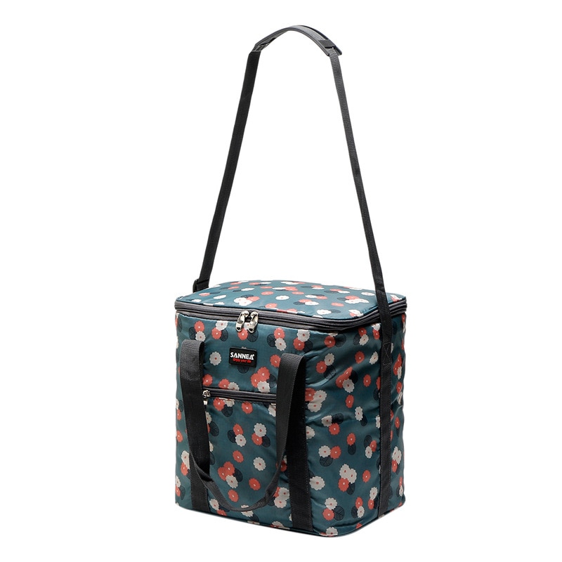 22L Flower Pattern Waterproof Oxford Cooler Bag Large Capacity Thermal Food