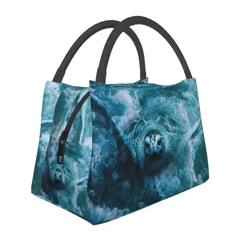 Funny Sea Turtles Insulated Lunch Bag for School Office Watercolor Sea Animal Waterproof Thermal Cooler Bento Box Women: SKY BLUE