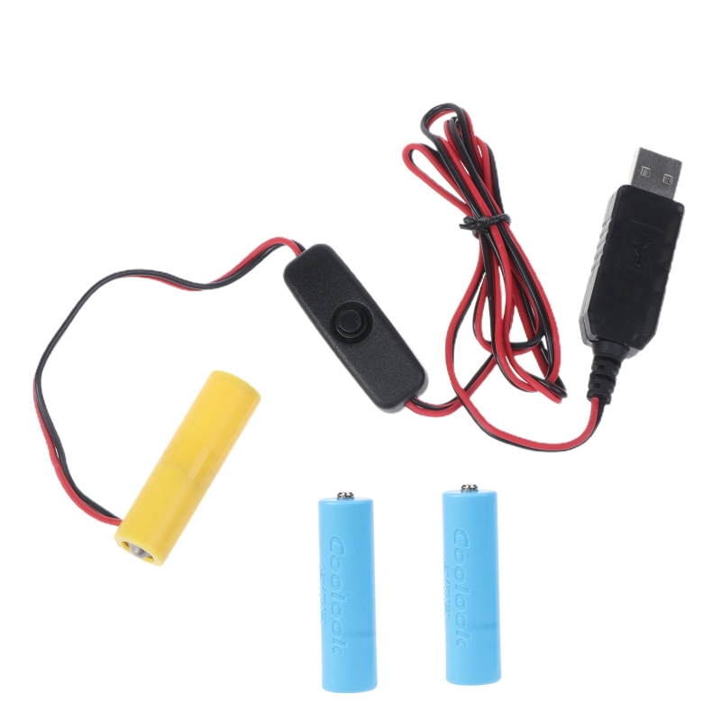4 aaa dummy batterij adapter usb voeding schakelaar kabel vervangen 4 aaa batterijen voor afstandsbedieningen camera speelgoed led strip: Goud