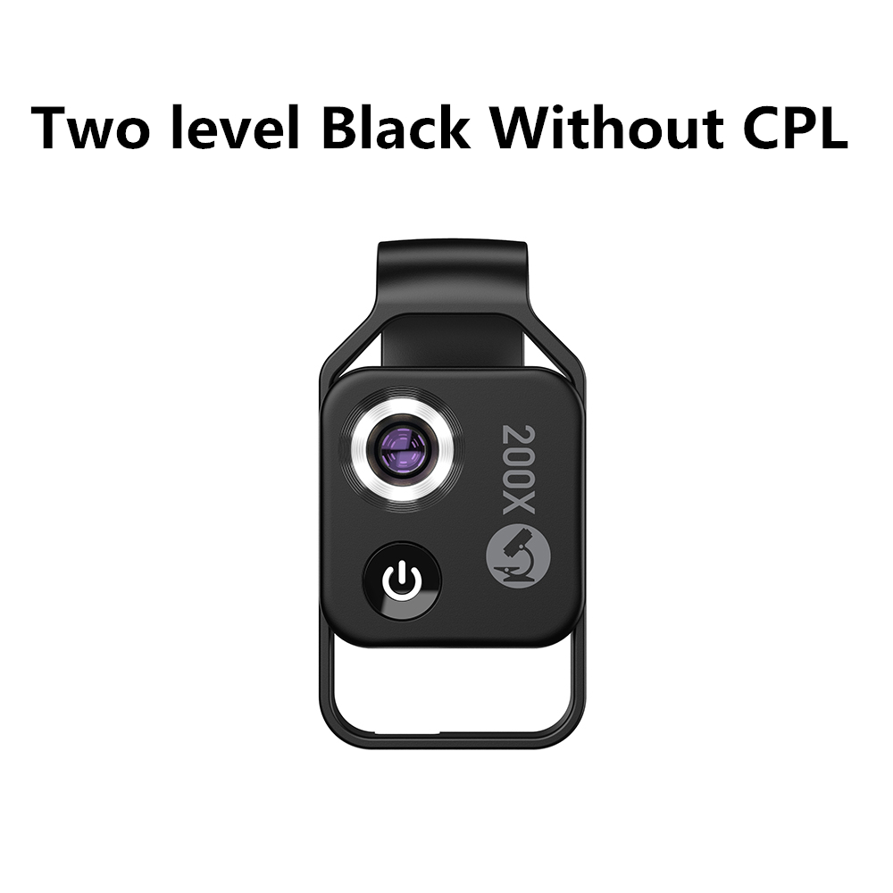Lente per microscopio con ingrandimento APEXEL 200X con lenti Macro tascabili a luce LED Mobile CPL per IPhone Xiaomi Samsung Huawei: Two Level Black