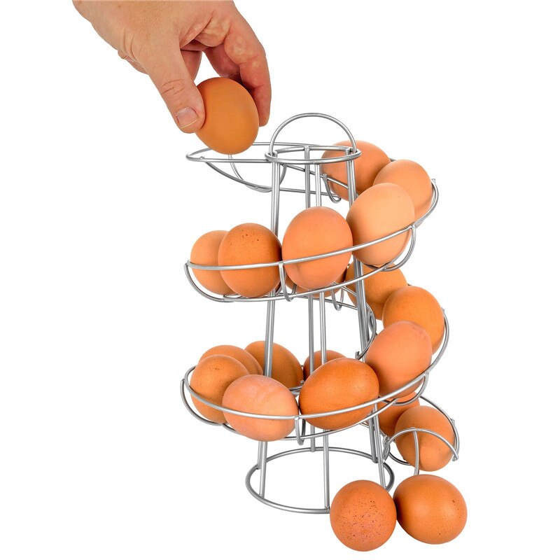Kök ägghållare utrymmesbesparande spiral ägg förvaringsbricka hållare organisation restaurang ägg display rack