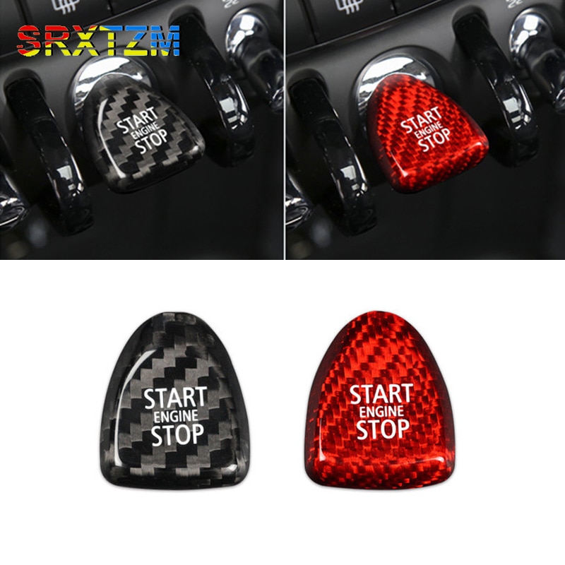 Carbon Fiber Car Engine Start Stop Button Cap Trim Cover For Mini Cooper F54 F55 F56 F57 F60 Accessories