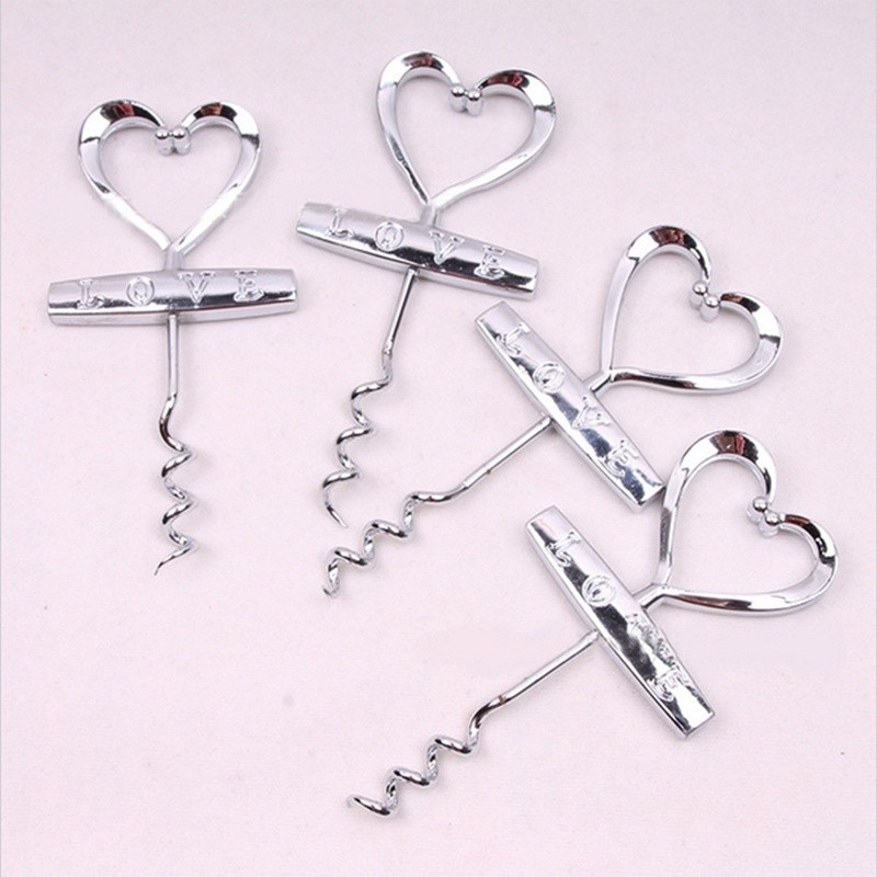 Metal Red Wine Bottle Opener LOVE Heart Shape Screw Corkscrew Can Opener Valentine's Day Wedding Party Kitchen Bar Tool