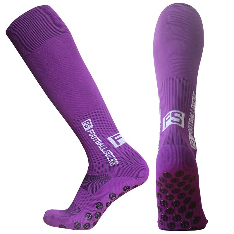 FS Long – chaussettes antidérapantes pour hommes et femmes, avec lettres, pour Baseball, Rugby, Football: Purple