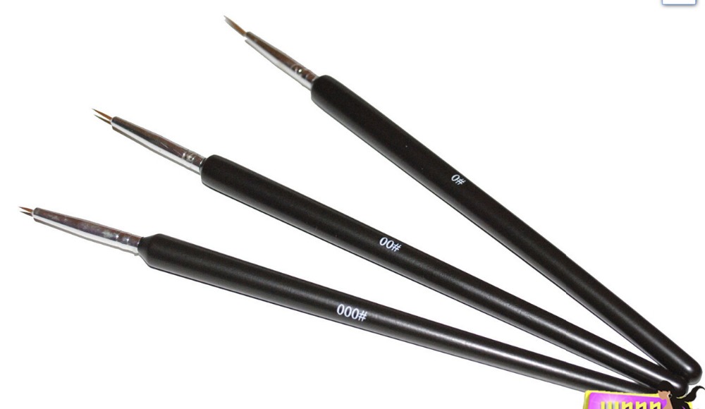 Nail Art Penselen-Professionele Nail Art Penselen-Sable Nail Art Brush Pen, Detailer, liner ** Set Van 3