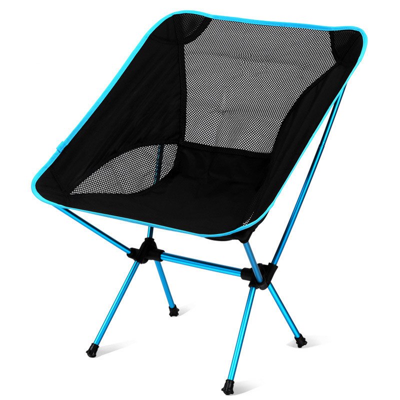 Foldestol aluminiumslegering ultra let camping fiskestol udendørs grill bærbar foldestol hvilestol liggestol: Søblå