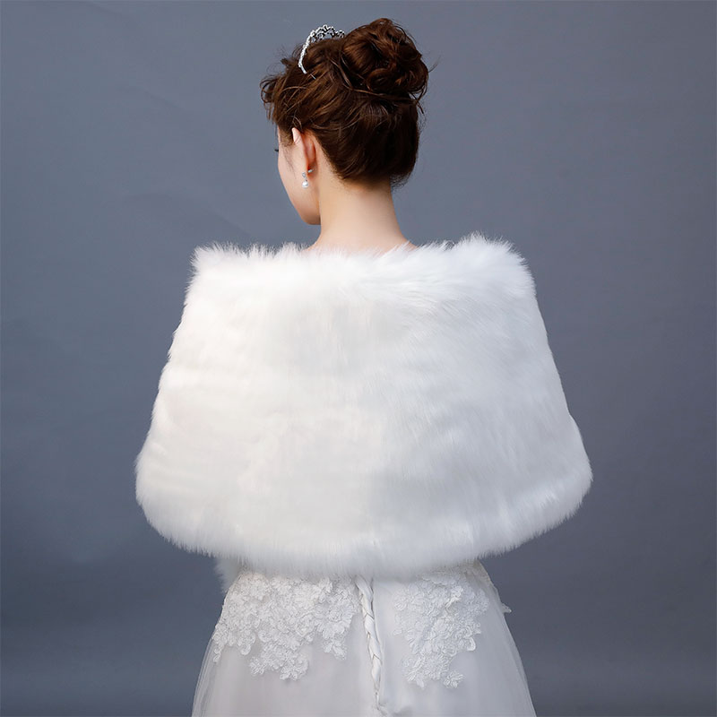 Ivory Winter Wedding Bridal Faux Fur Wraps Shrug Warm Shawls Outerwear Women Bolero Jackets For Prom Evening Party