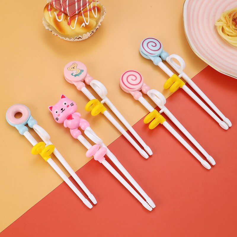 1Pair Chopsticks Plastic For Kids Cartoon Learning Chop Sticks Reusable Training Chopsticks Cute Children Tableware Set