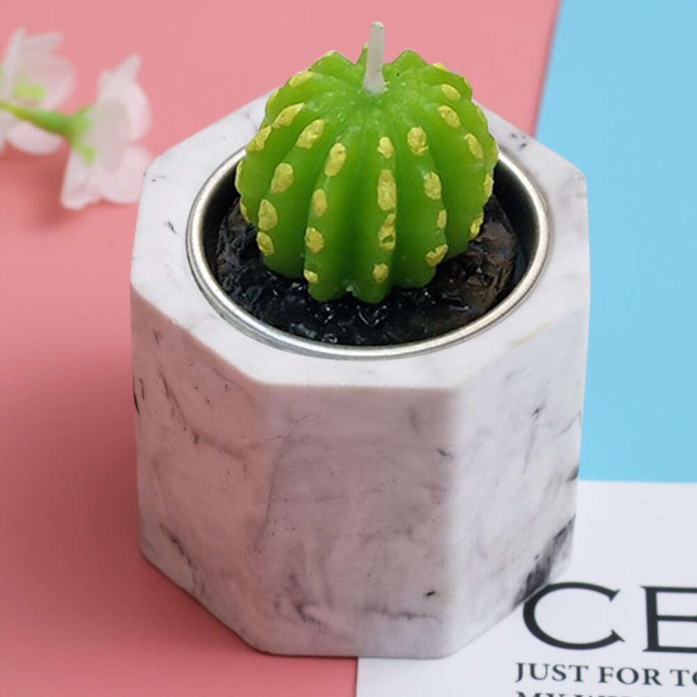 1pc Candle Cup Marbling Pattern Eight Angle Candle Cups Decorative for Home