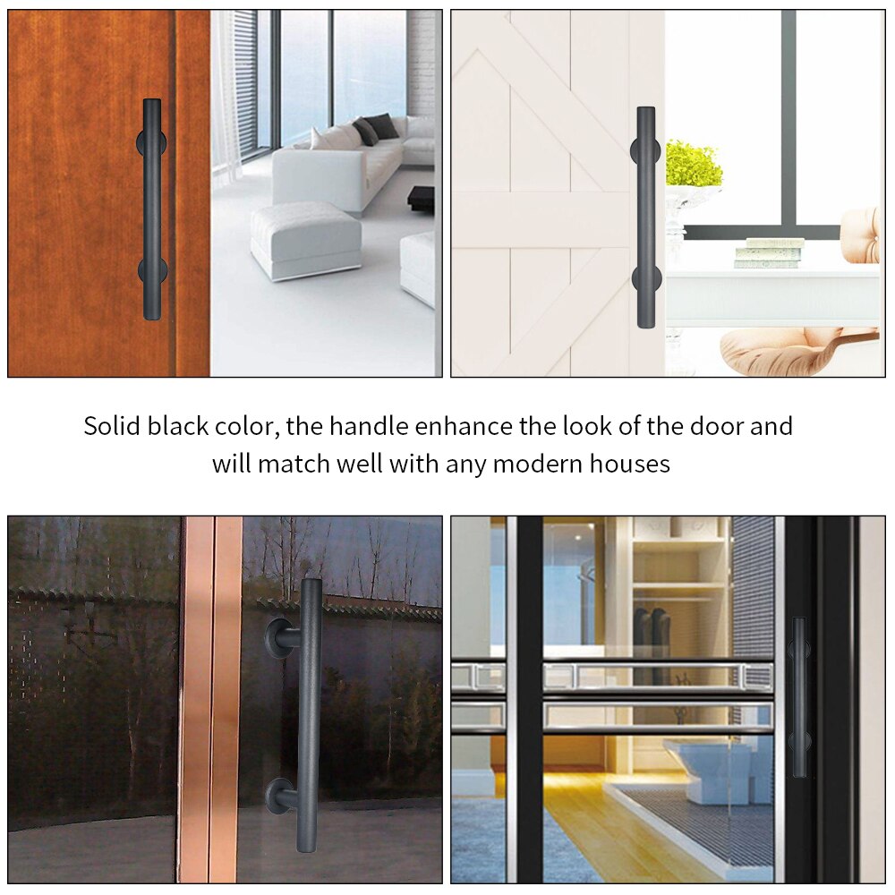 12" Recessed Pull Round Bar Sliding Handle Sliding Flush Door Handle Hardware Set for Slide Door Barn Door