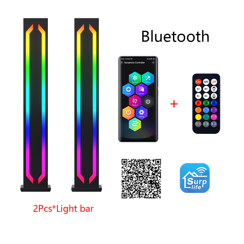 LED Schreibtisch Stehleuchte RGB Lichtleiste Nachtlicht schwarz sensorlose Musik Rhythmus Atmosphäbetreffend Licht Spiel TV Raum Dekoration Licht: Blau