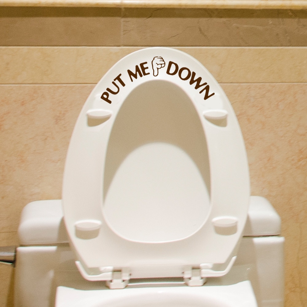 Gebaar Hand Decal Funny Badkamer Toilet Seat Muursticker Teken Voor Put Me Down